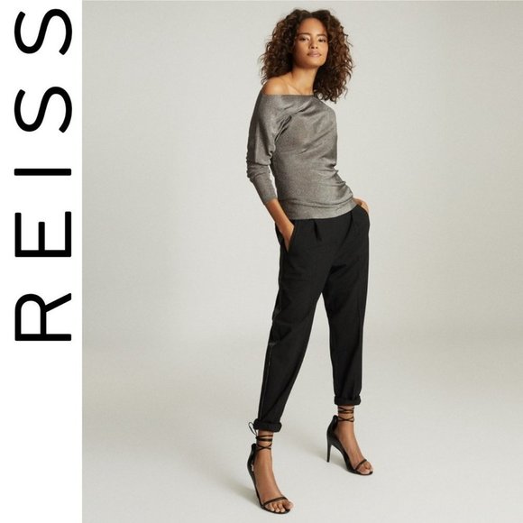 Reiss ISLA METALLIC ASYMMETRIC TOP Charcoal M - Picture 4 of 8